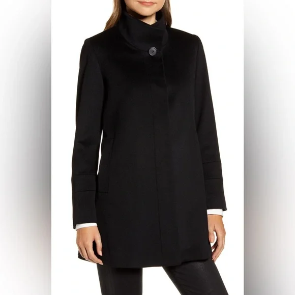 Fleurette Women's Stand Collar Wool Car Coat Loro Piana Wool